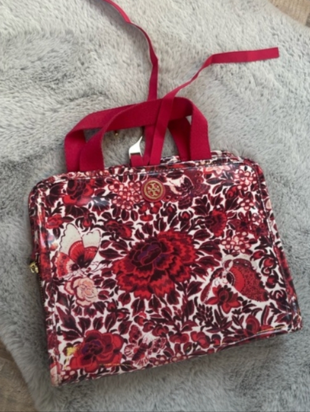 Tory Burch-Floral Fold Up Travel Pouch-Bag  (Red ♥️)